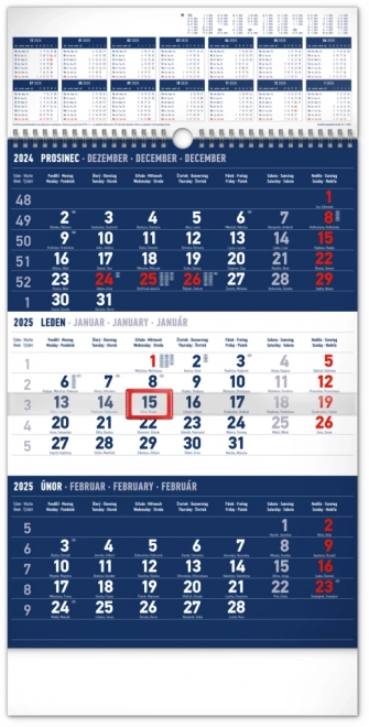 Notique fali naptár háromhavi standard kék 2025