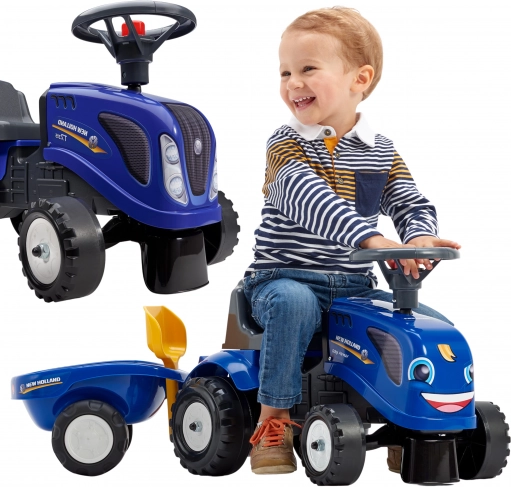 NEW HOLLAND lábbal hajtós traktor utánfutóval és kiegészítőkkel, 1 éves kortól
