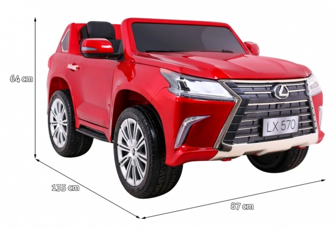 Lexus LX570 lakkozott autó 2 gyermek részére Piros + távirányító + EVA kerekek + MP3 LED rádió