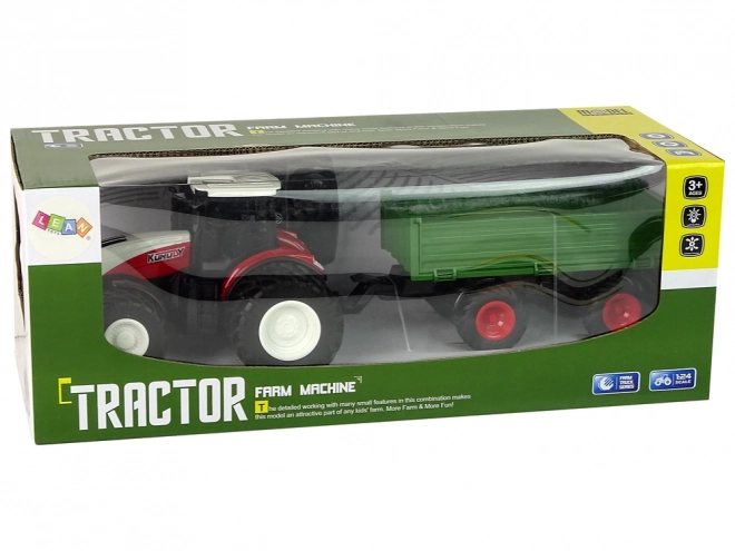 Távirányítós traktor utánfutóval piros zöld