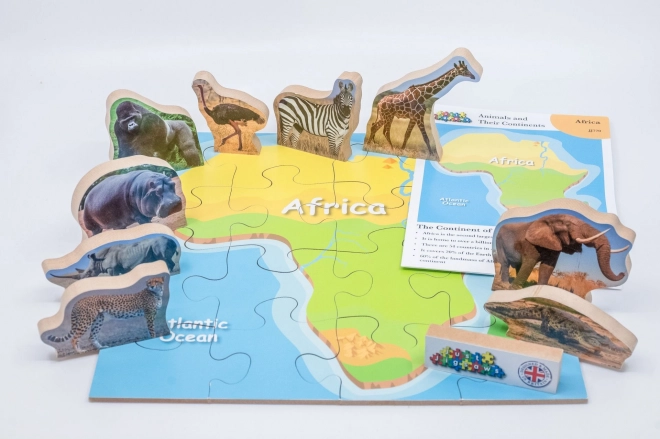 Afrika és állatai fa puzzle 16 darabos szett