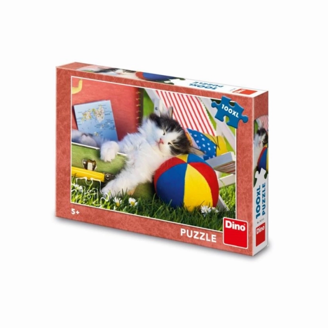 Cica pihen XL puzzle 100 darabos