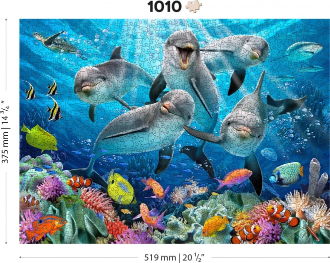 Fa puzzle Vidám Delfinek 1010 darabos