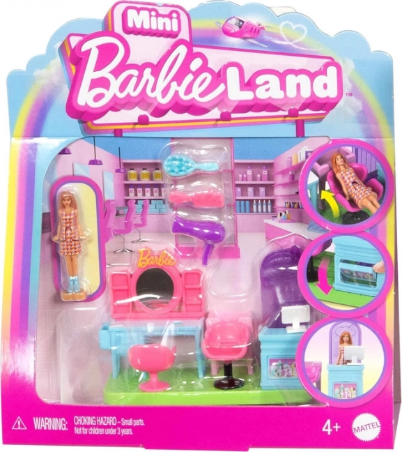 Barbie Mini BarbieLand - Fodrászszalon mozgatható mini Barbie babával