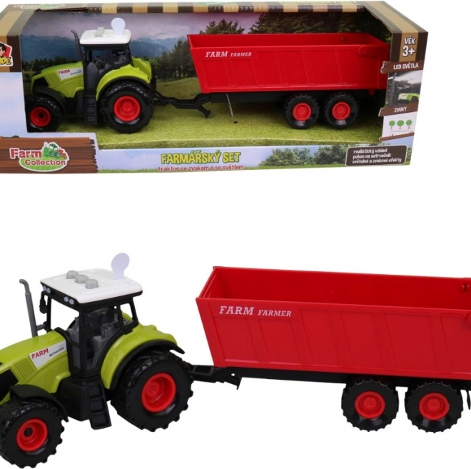 Traktor utánfutóval, fényekkel és hanggal