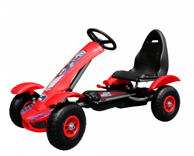 Racing pedálos gokart XL gyerekeknek 3+ Piros + Felfújható kerekek + Állítható ülés + Szabadonfutó