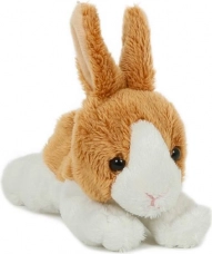 barna-fehér plüss nyuszi, fekvő, 15 cm