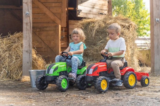 Country Farmer piros pedálos traktor utánfutóval