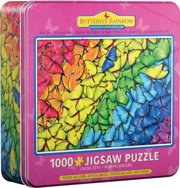 Motýlszínű szivárvány puzzle fém dobozban - 1000 darab