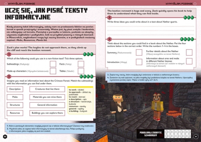 Minecraft munkafüzet angol nyelv gyerekeknek 11+