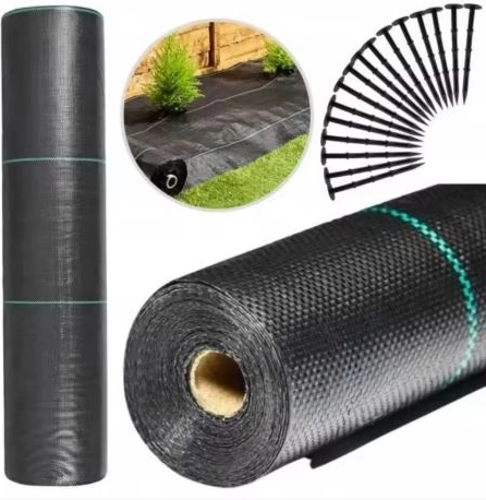 Fekete agrotextília 160 cm x 50 m UV 90g horgonyokkal