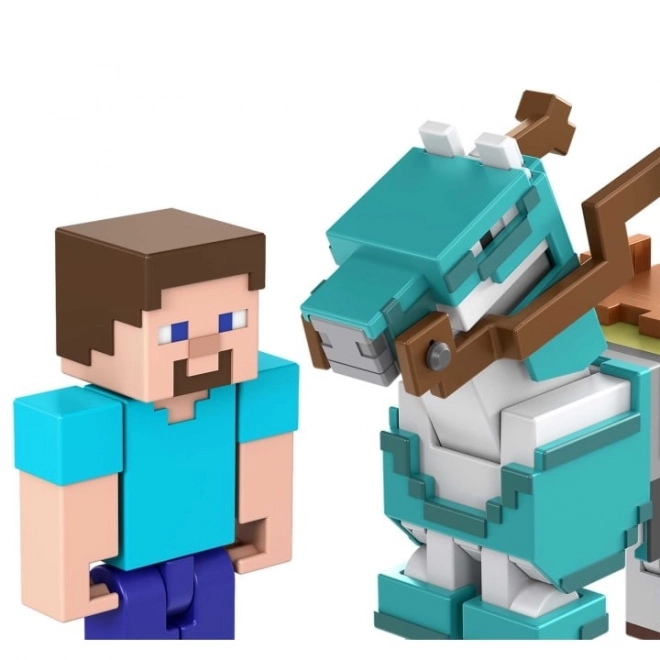 Minecraft Steve és ló figura