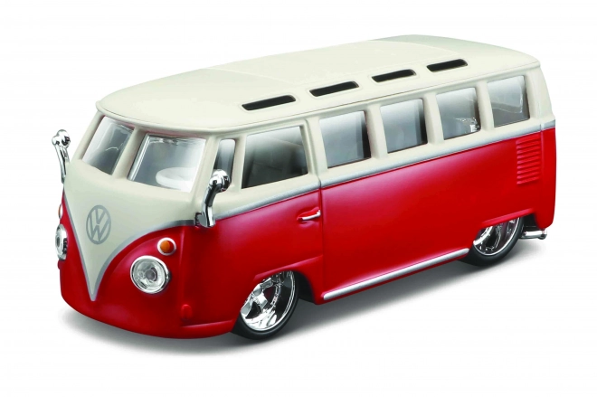 Bburago Volkswagen Van Samba piros-fehér modellautó