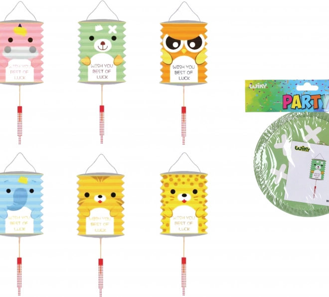 Állatos henger formájú lampion 16 cm