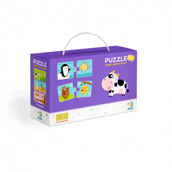Puzzle Duo Mit esznek az állatok -12x2 darab