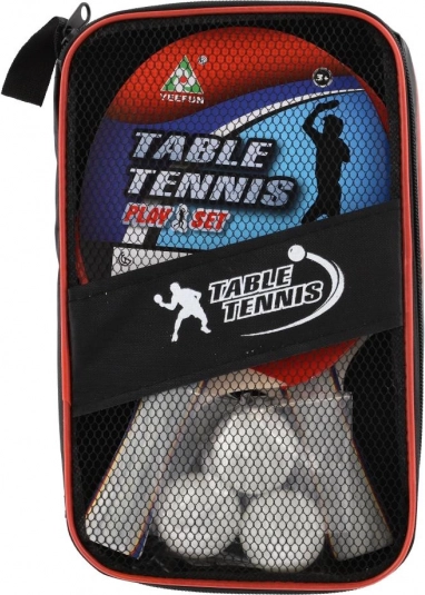 Pingpong készlet: 2 ütő + 3 labda tokban
