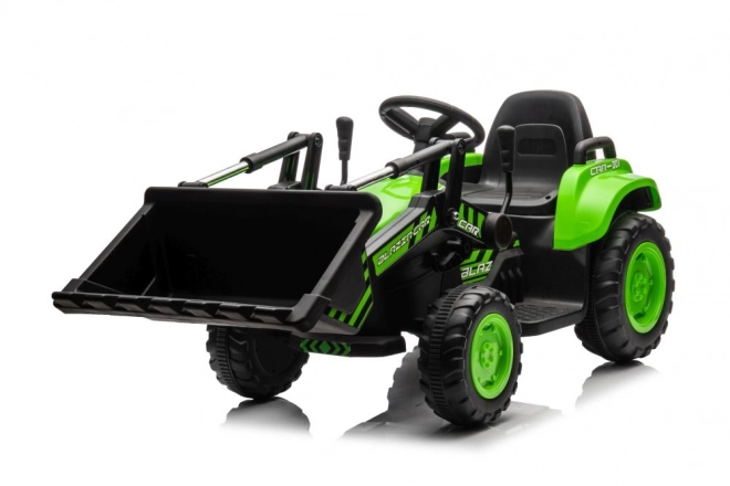 Gyermek elektromos traktor zöld kanállal