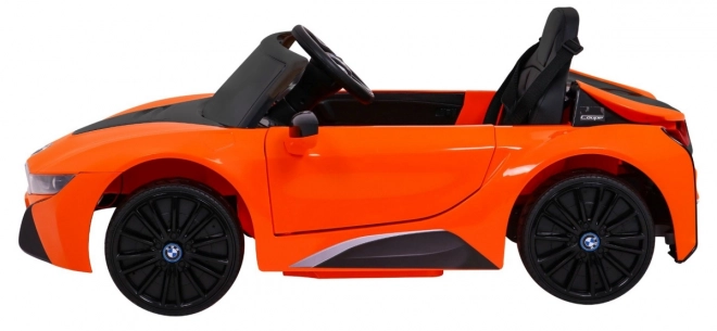 BMW I8 Lift akkumulátoros autó narancs + Távirányító + Lassú indítás + 3-pontos övek + MP3 USB + LED dióda