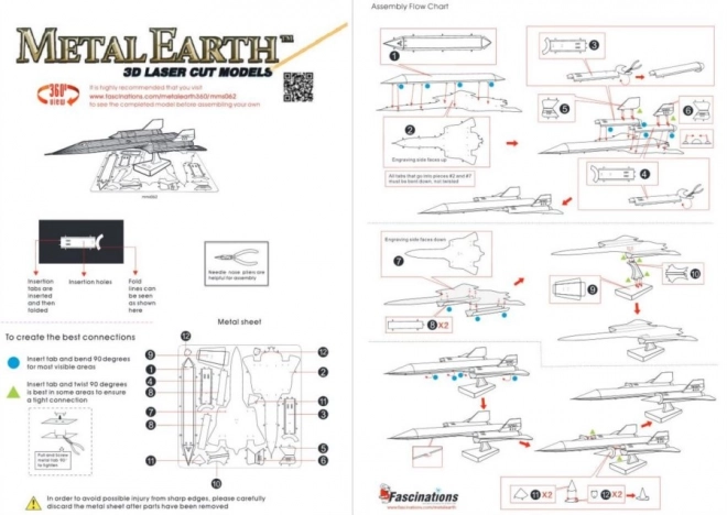 Metal Earth 3D puzzle Lockheed SR-71 Blackbird