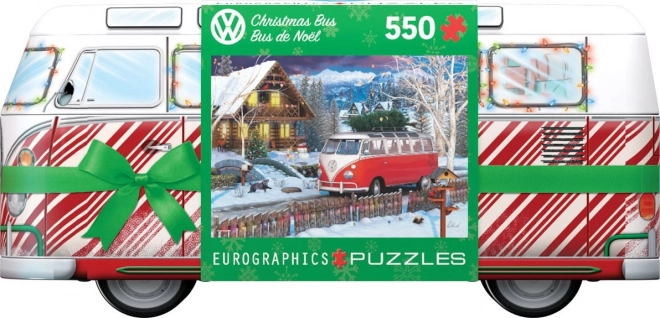 Karácsonyi Volkswagen busz puzzle fém dobozban