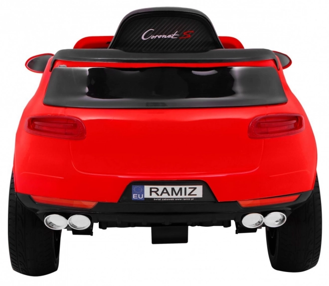 Turbo-S akkumulátoros autó gyerekeknek Piros + Távirányító + Lassú indítás + EVA kerekek + MP3 Rádió