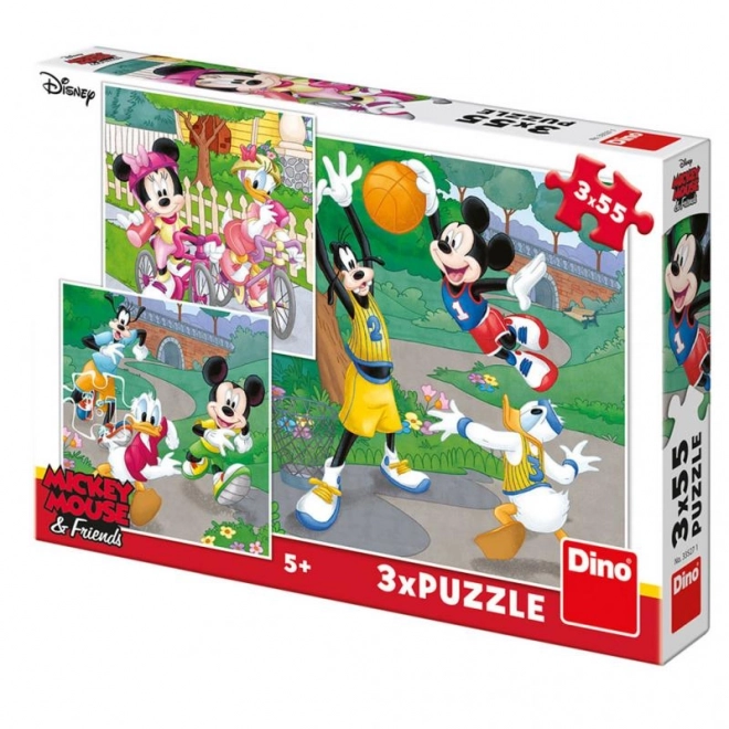 Dino puzzle Mickey Mouse és barátai 3x55 darabos