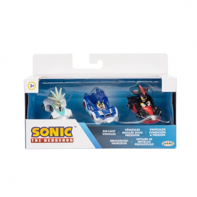 Fém autómodell Sonic figurával 1:64 - 3 db