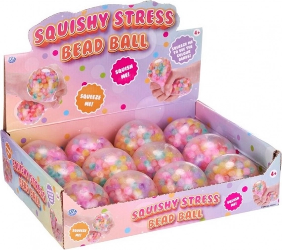 Antistressz szilikon labda színes golyókkal, 7 cm