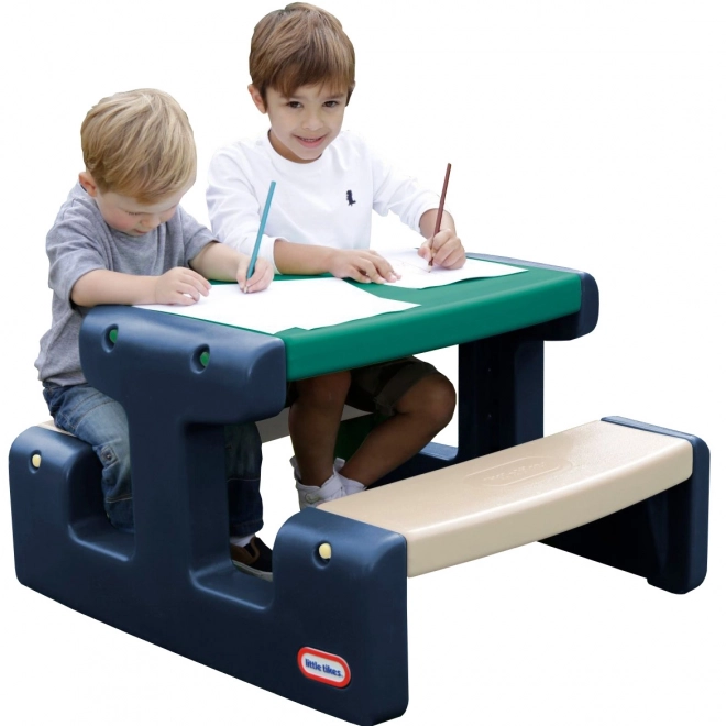 Gyermek piknikasztal kék-zöld Little Tikes kertbe