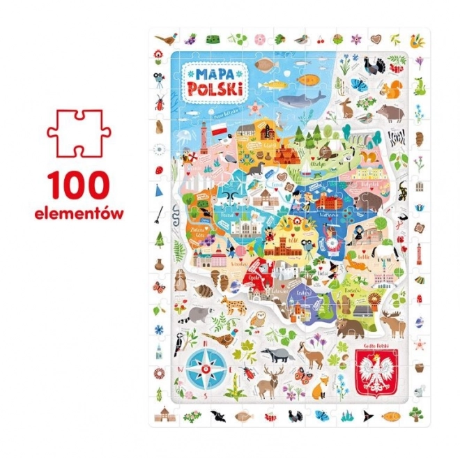 Megfigyelő Puzzle - Lengyelország Térképe 100 Darabos