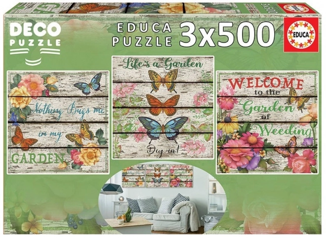 Educa falusi kert puzzle készlet 3x500 darab