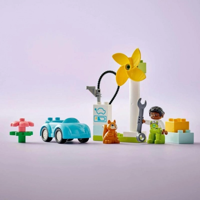 Duplo szélerőmű és elektromos autó