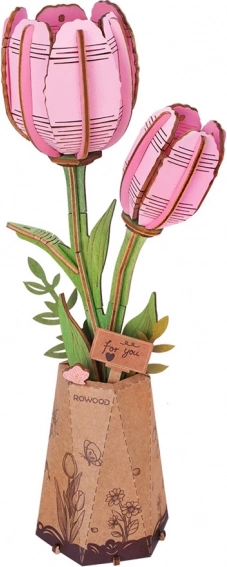 3D fa puzzle rózsaszín tulipán