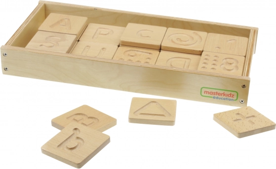 Fa Érzékszervi Játék Masterkidz Ismerd Fel a Betűket, Számokat és Formákat