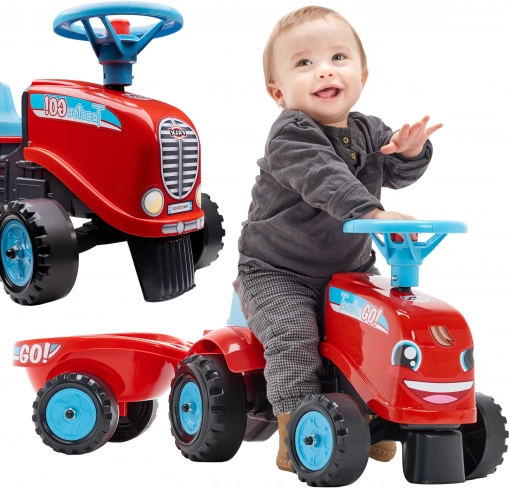FALK GO járós traktor levehető utánfutóval, piros