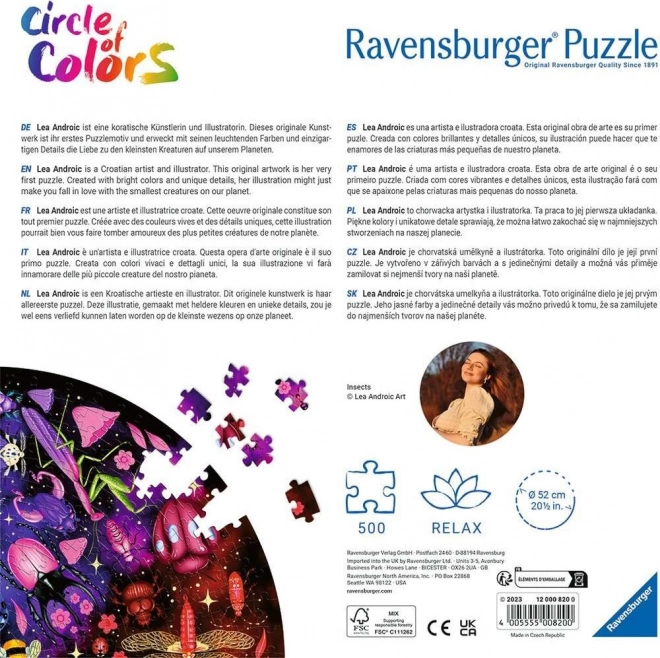 Ravensburger kerek puzzle Színes kör: Rovarvilág 500 darabos