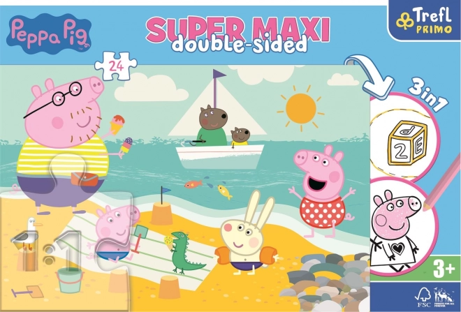 Oboustranné puzzle Peppa malac 3 az 1-ben szuper maxi