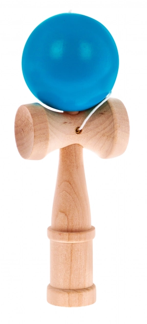 Kendama ügyességi játék gyerekeknek és felnőtteknek, fa játékszer kék golyóval