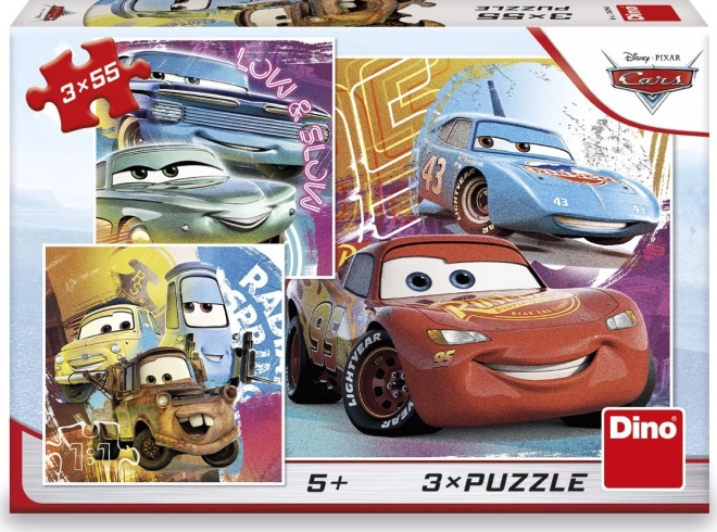 Autós puzzle: Villám McQueen barátai 3x55 darab