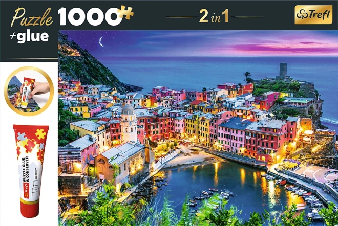 Trefl Vernazza Liguria Olaszország puzzle ragasztóval 1000 db 2 az 1-ben készlet