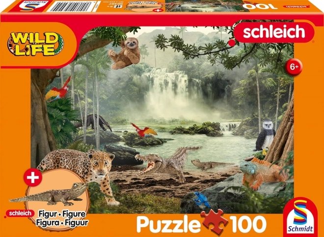 Schleich esőerdei puzzle és krokodil figura 100 darabos