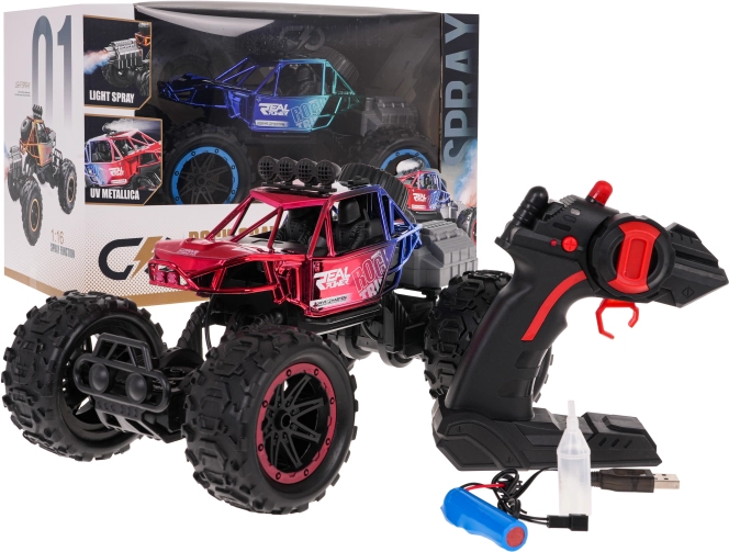 RC crawler REAL ROCK füstfunkcióval 1:16 – Piros
