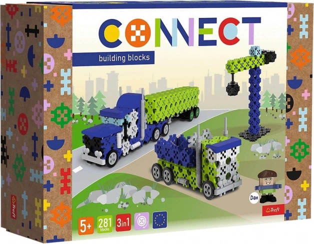 Klocki Connect 3 az 1-ben építőkészlet – teherautó és építési zóna L