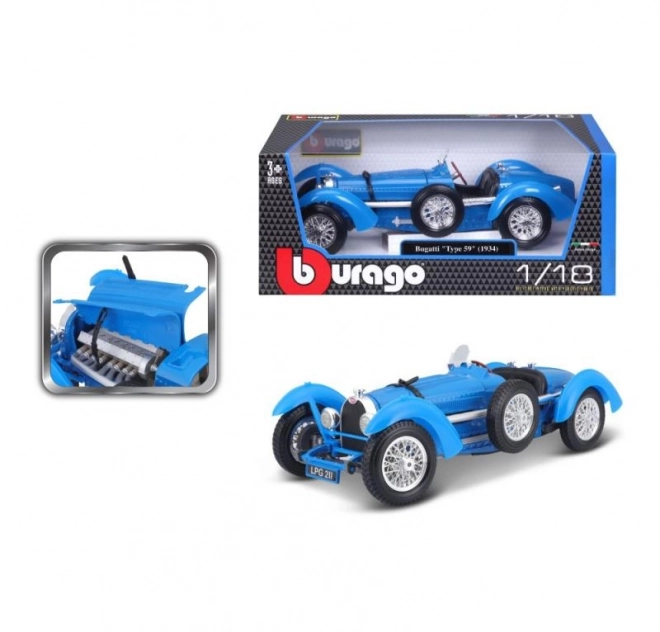 Bburago Bugatti Type 59 kék modell 1:18 méretarányban