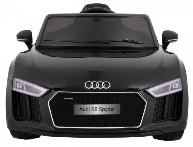 Audi R8 Spyder Fekete Akkumulátor + Távirányító + EVA + Lassú indulás + Rádió MP3 + LED dióda