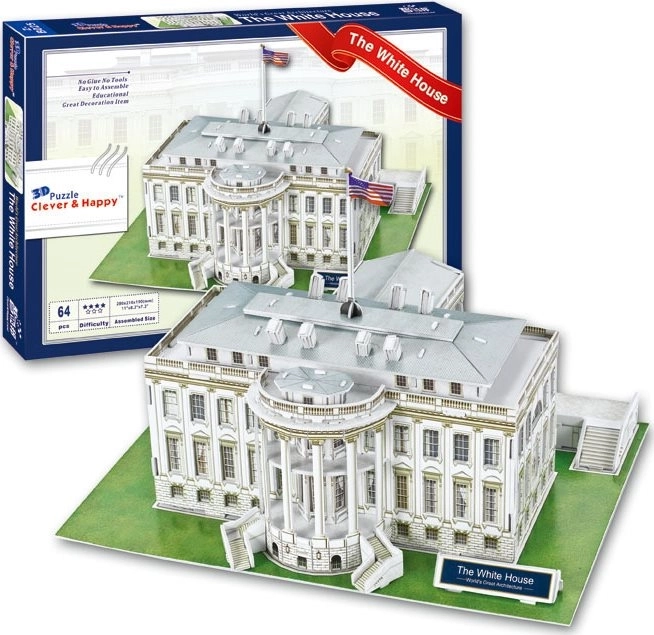 Clever&Happy 3D puzzle Fehér Ház Washington, 64 darab