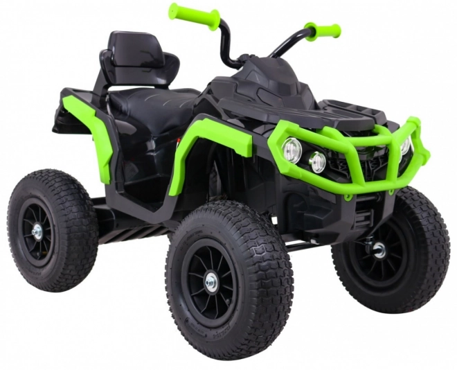 Gyermek ATV Air akkumulátoros quad Fekete-Zöld + felfújható kerekek + MP3 rádió + lassú indítás