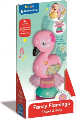 Interaktív flamingós csörgő tapadókoronggal BABY CLEMENTONI