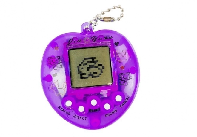 Elektronikus Tamagotchi játék rövid lánccal lila