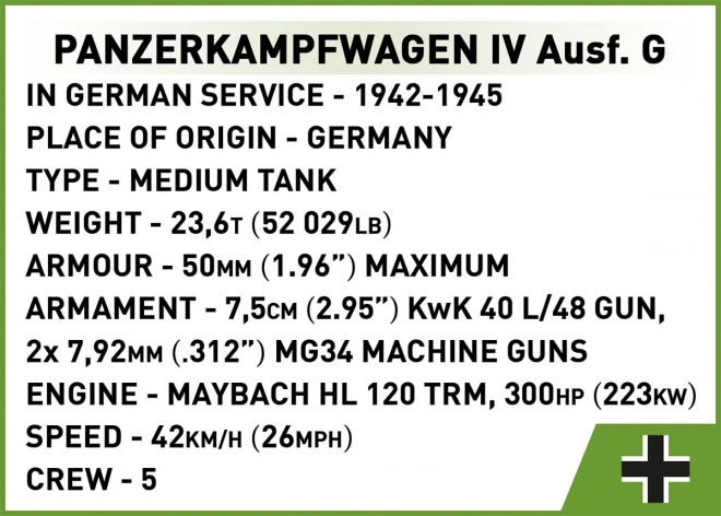 Panzerkampfwagen IV Ausf. G építőkocka készlet